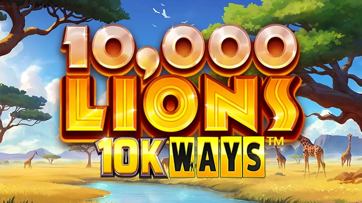 Interface vibrante e temática do slot 10,000 Lions 10K Ways